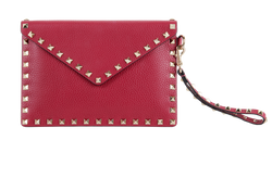 Rockstud Wristlet Clutch, Leather, Pink, MII, DB, 3*